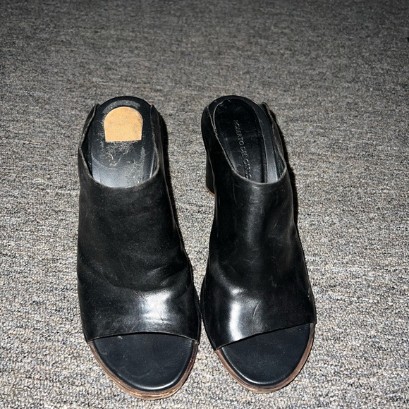 Roberto Del Carlo Black Leather Heeled Mules Size 38 EU $420 - Picture 3 of 7